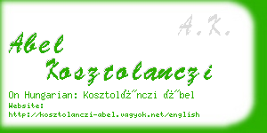abel kosztolanczi business card